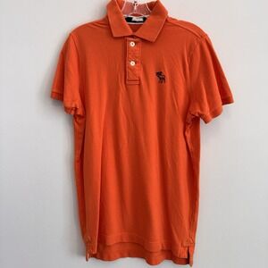Abercrombie & Fitch Muscle Polo Shirt Mens XL Orange Moose Logo Cotton Men's